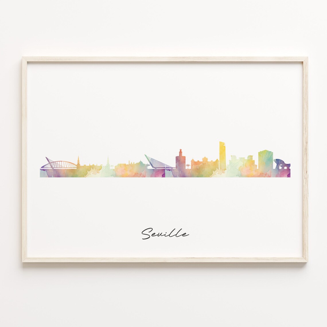 Seville Spain Watercolor Skyline Cityscape Travel Wall Poster