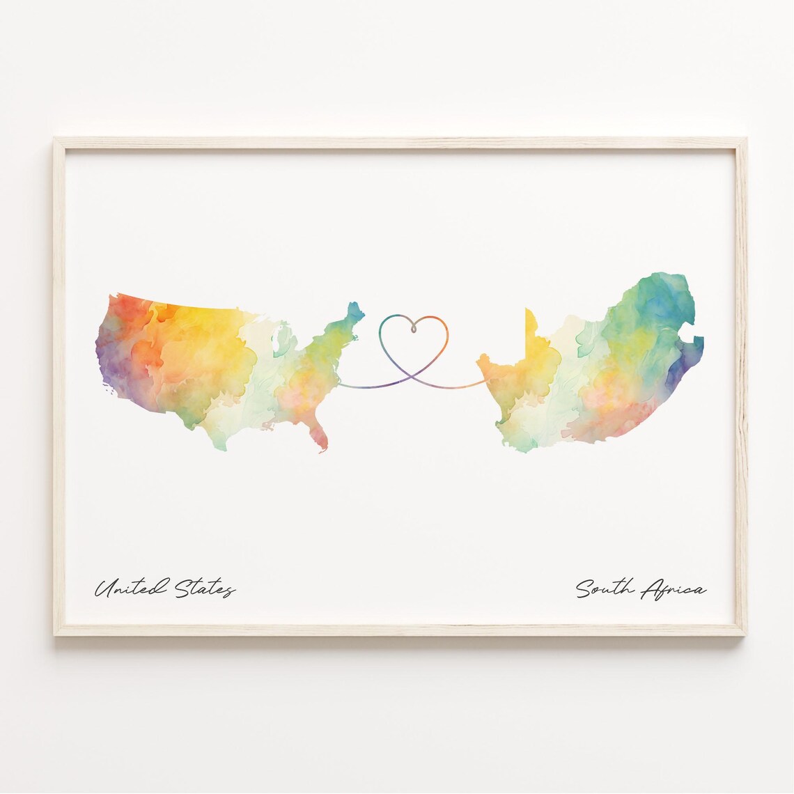 Us To South Africa Watercolor Map Art Print