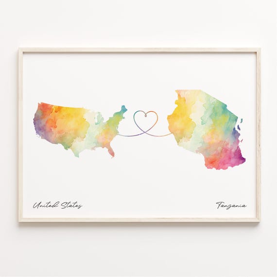 Tanzania Watercolor Map Poster, Travel Wall Art