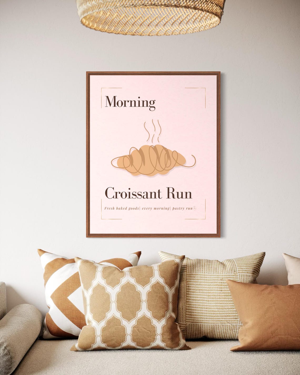 Morning Croissant Run Bakery Poster in Soft Pink Minimalist Style - Image 5