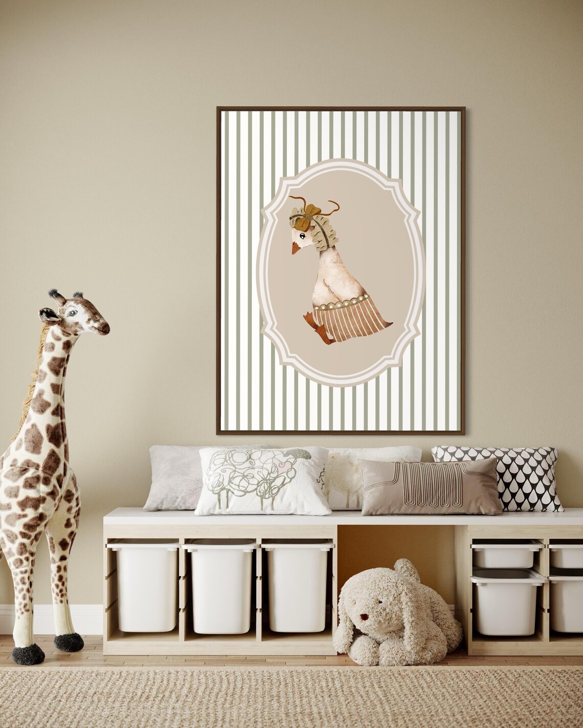 Vintage Style Goose Portrait in Ornate Frame Nursery Animal Poster - Image 5