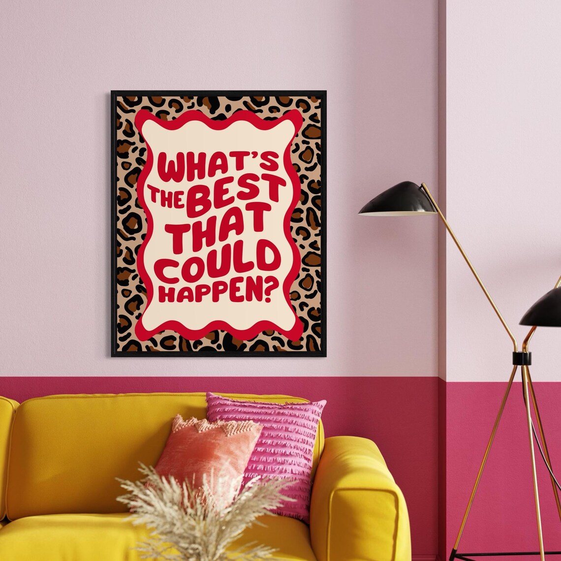 What Is the Best That Could Happen Red Wavy Leopard Pattern Quote Poster - Image 5