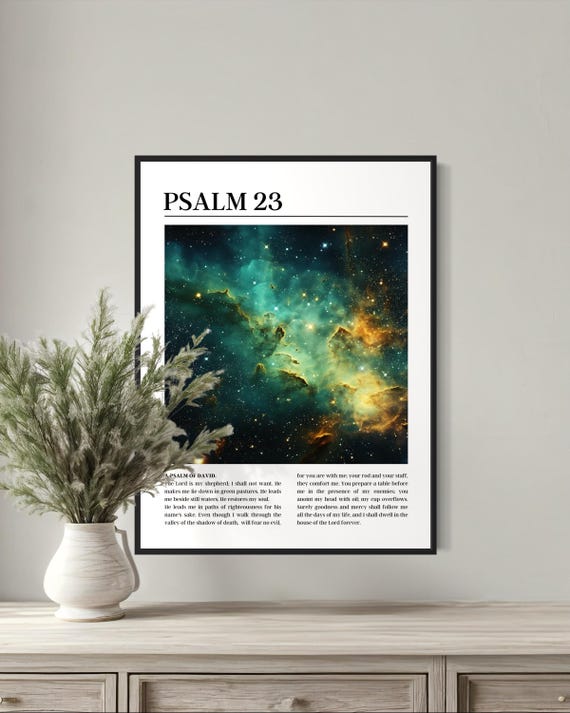 Psalm 23 Wall Art The Lord Is My Shepherd Modern Christian Wall Art Prayer Room Decor Bible Verse Wall Art Space Wall Art Christian