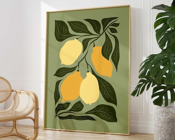 Lemon Matisse Minimalist Art Print, Mid-Century