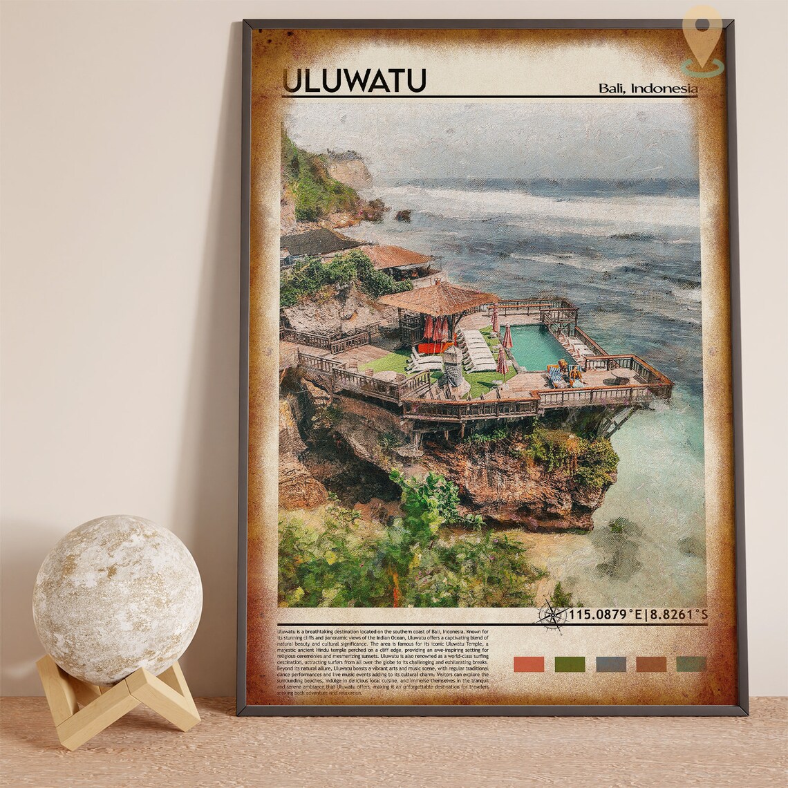 Uluwatu Bali Indonesia Cliffside Beach Club Ocean View Poster - Image 4