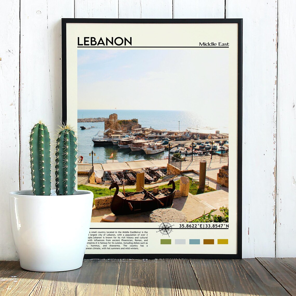 Lebanon Middle East Historic Harbor Castle View Travel Poster - Image 3