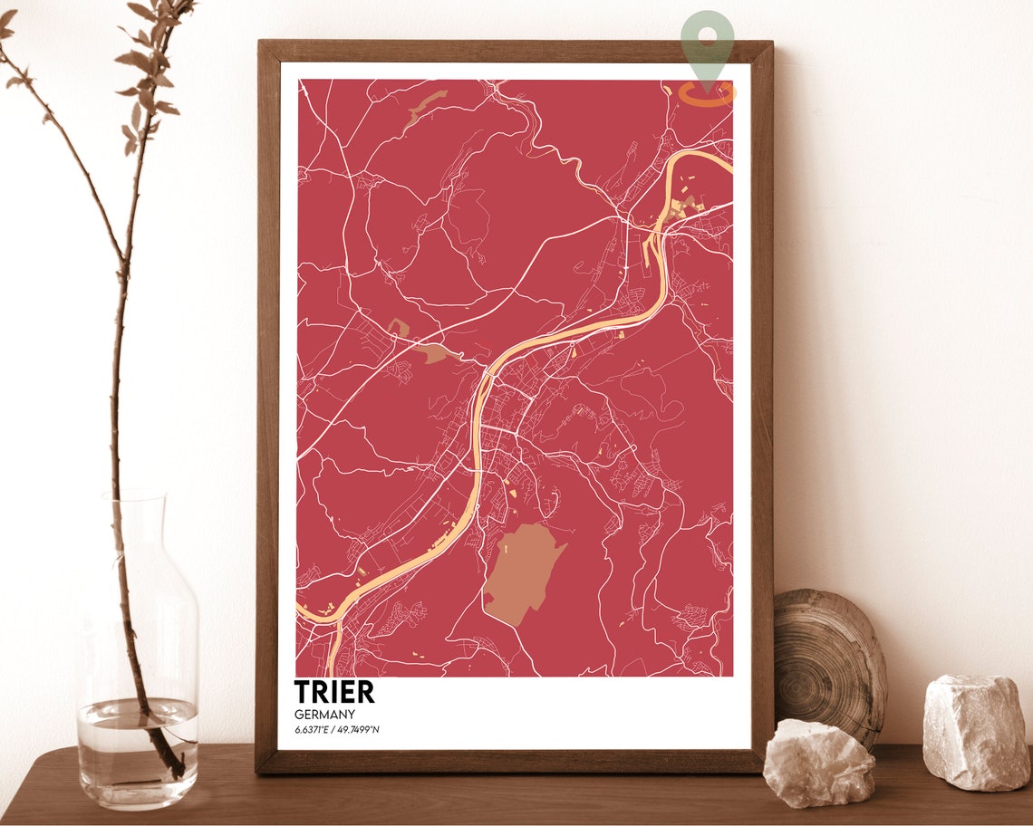 Trier Germany Soft Pastel Beige Blue Minimalist City Map Decor Poster - Image 4