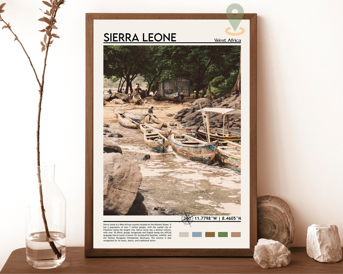 Sierra Leone West Africa Coastal Fishing Boats Travel Poster