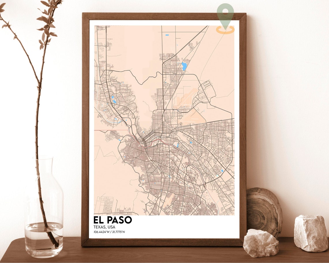 El Paso Texas Purple Night Modern Minimal City Street Map Poster - Image 5