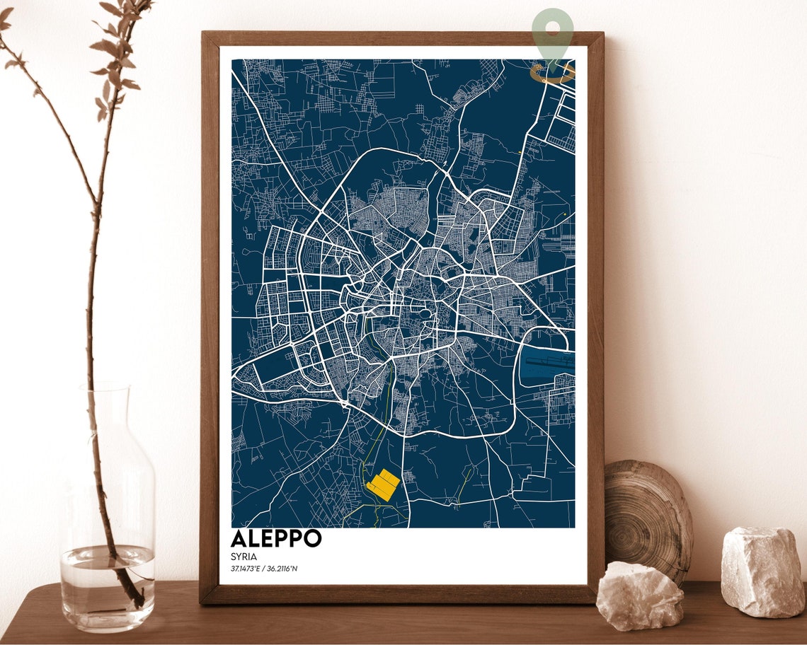 Aleppo Syria City Street Map Emerald Green Poster Wall Decor - Image 6