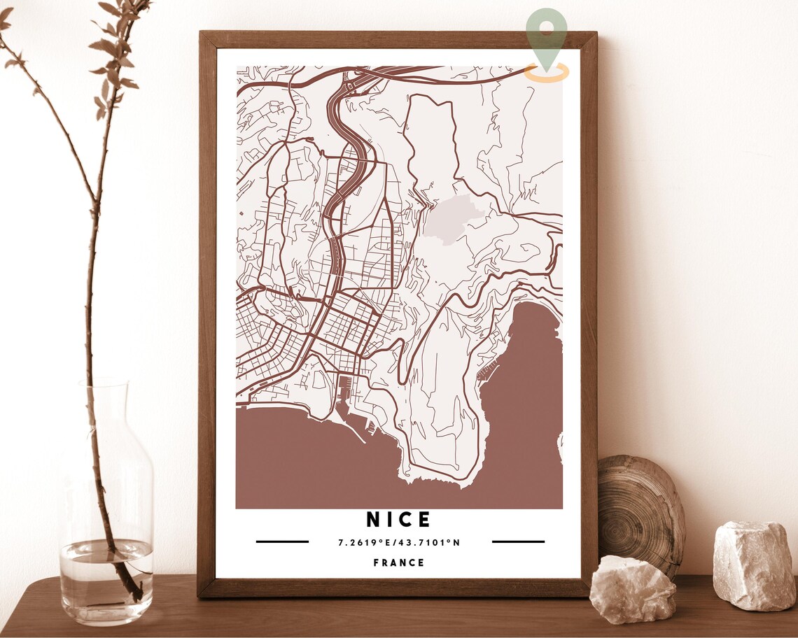 Nice France City Street Map Riviera Modern Art Print for French Riviera Fans - Image 5