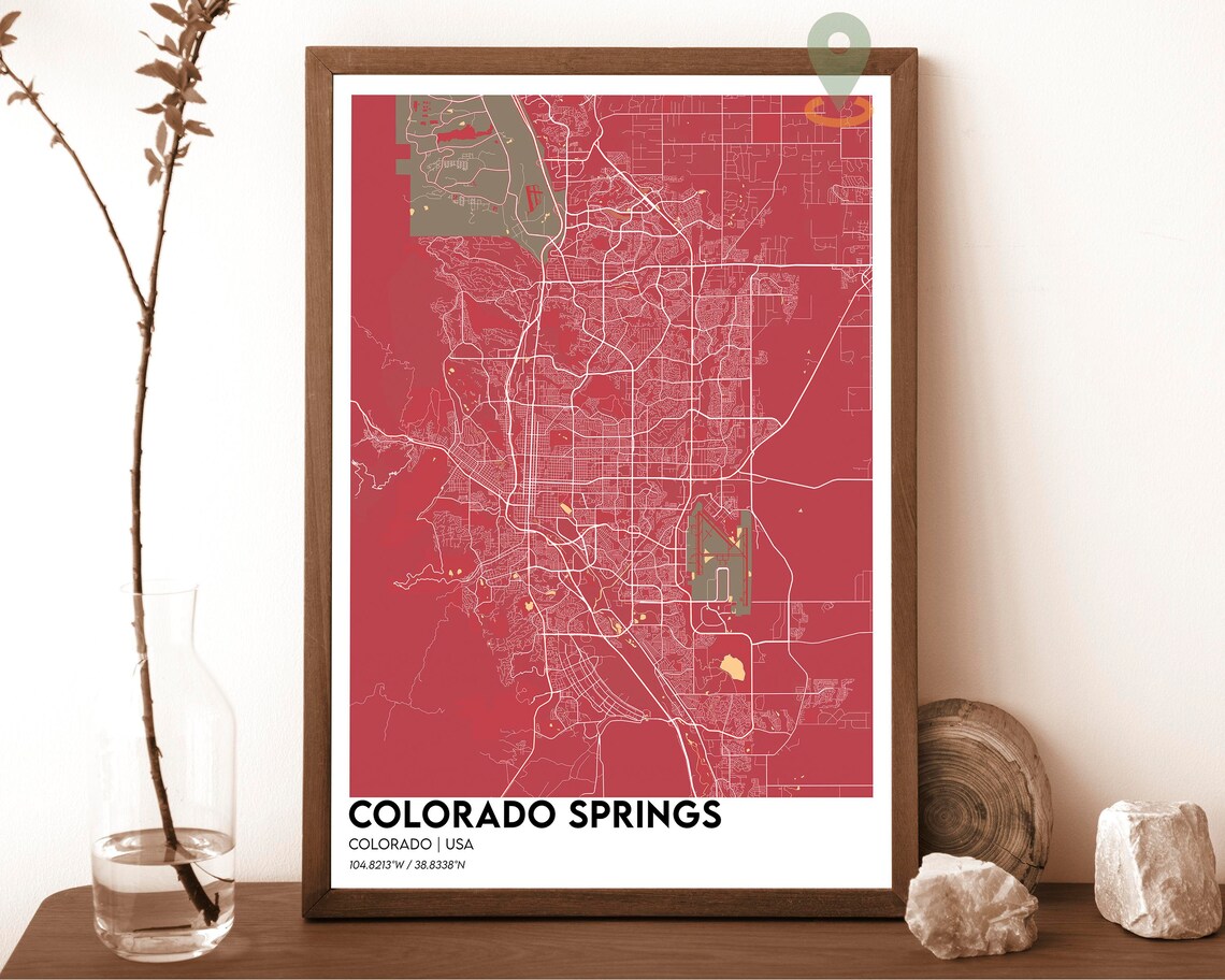 Colorado Springs Neon Purple City Map Modern Cartography Poster - Image 3
