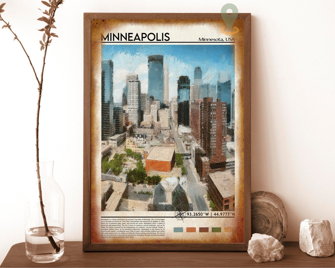 Minneapolis Minnesota Skyline Downtown Skyscraper City USA Poster - Image 6
