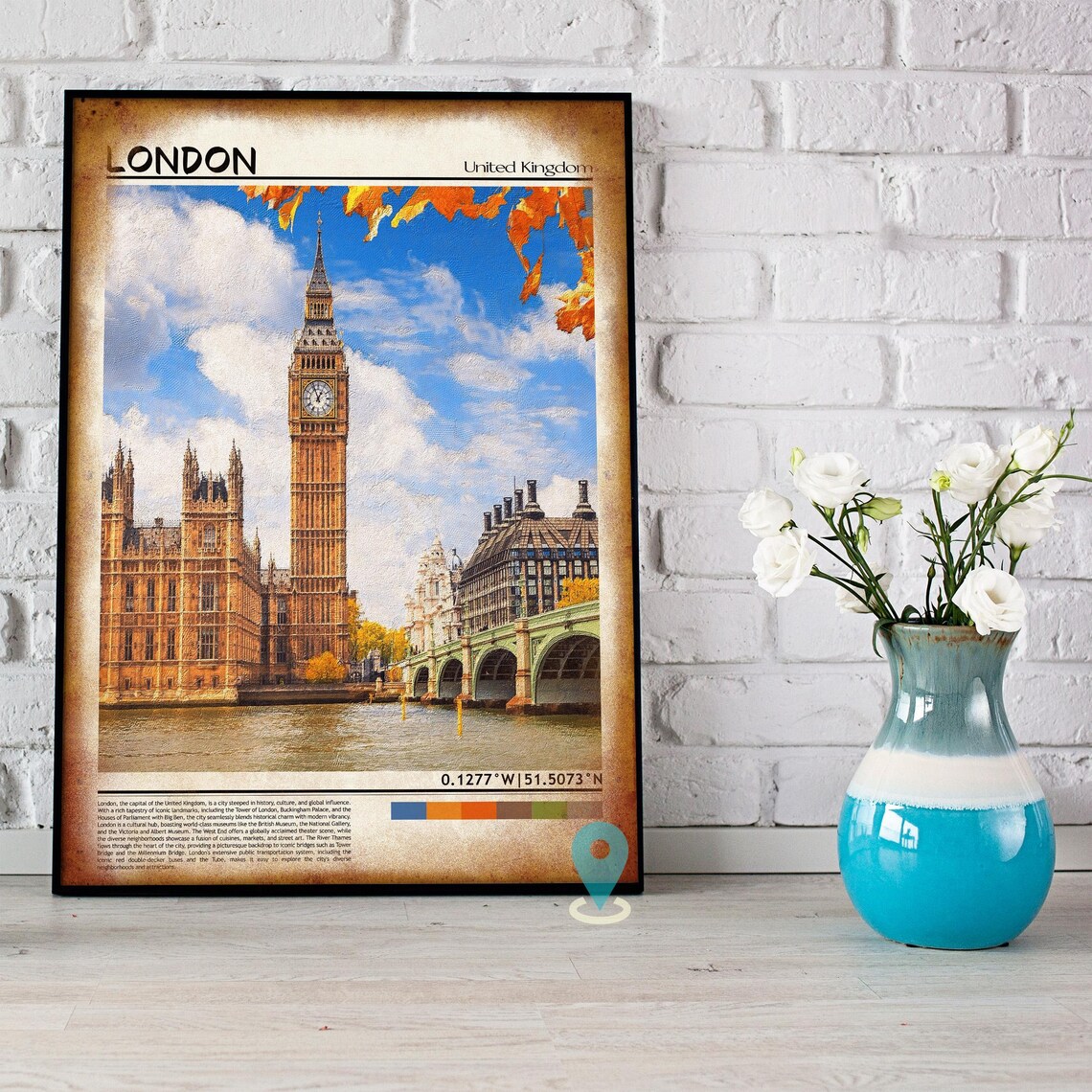 London Big Ben Elizabeth Tower Autumn Westminster Travel Poster - Image 4