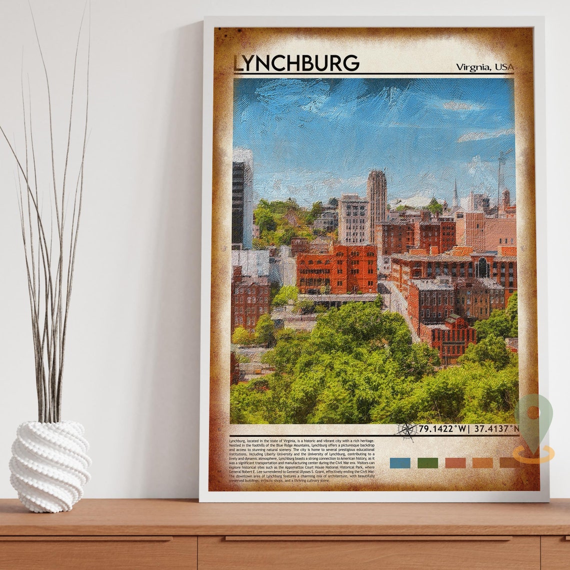 Lynchburg Print Lynchburg Poster Lynchburg Wall Art Lynchburg Travel Print Lynchburg Art Print Lynchburg Artwork Virginia Print - Image 4