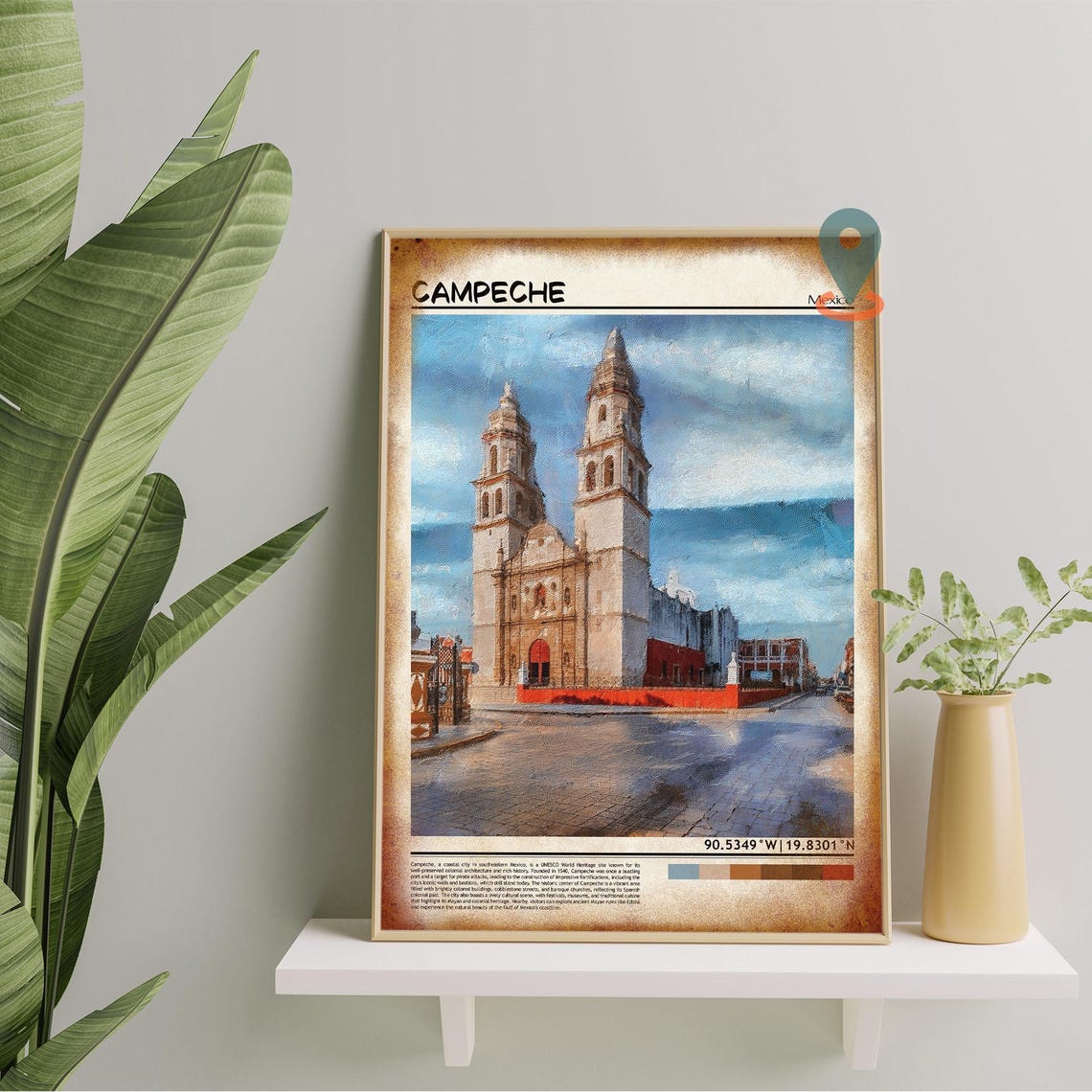 Campeche Mexico Cathedral Baroque Facade Historic Square Poster - Image 5