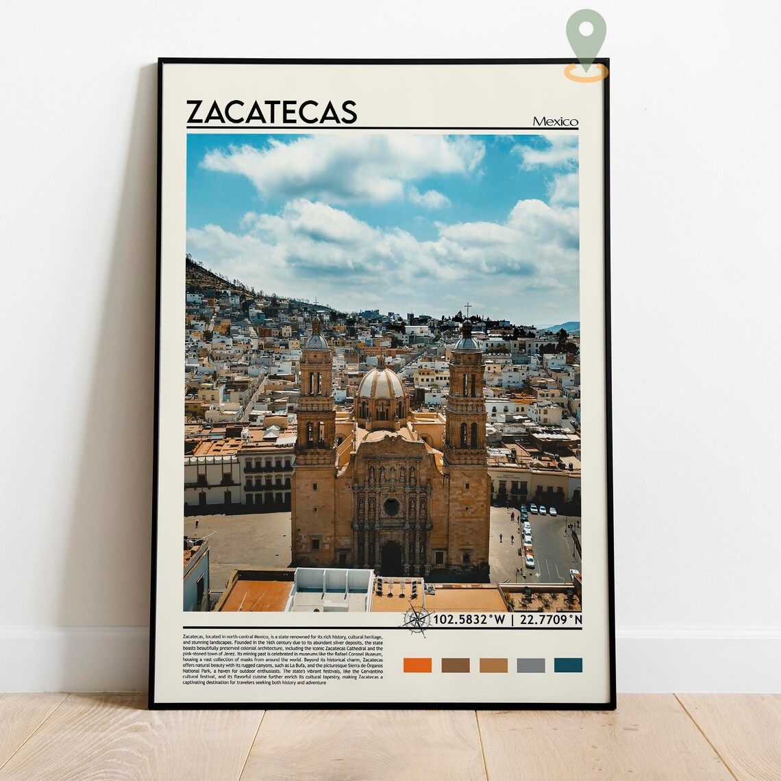 Zacatecas Mexico Cathedral Twin Tower Colonial City Travel Poster - Image 2