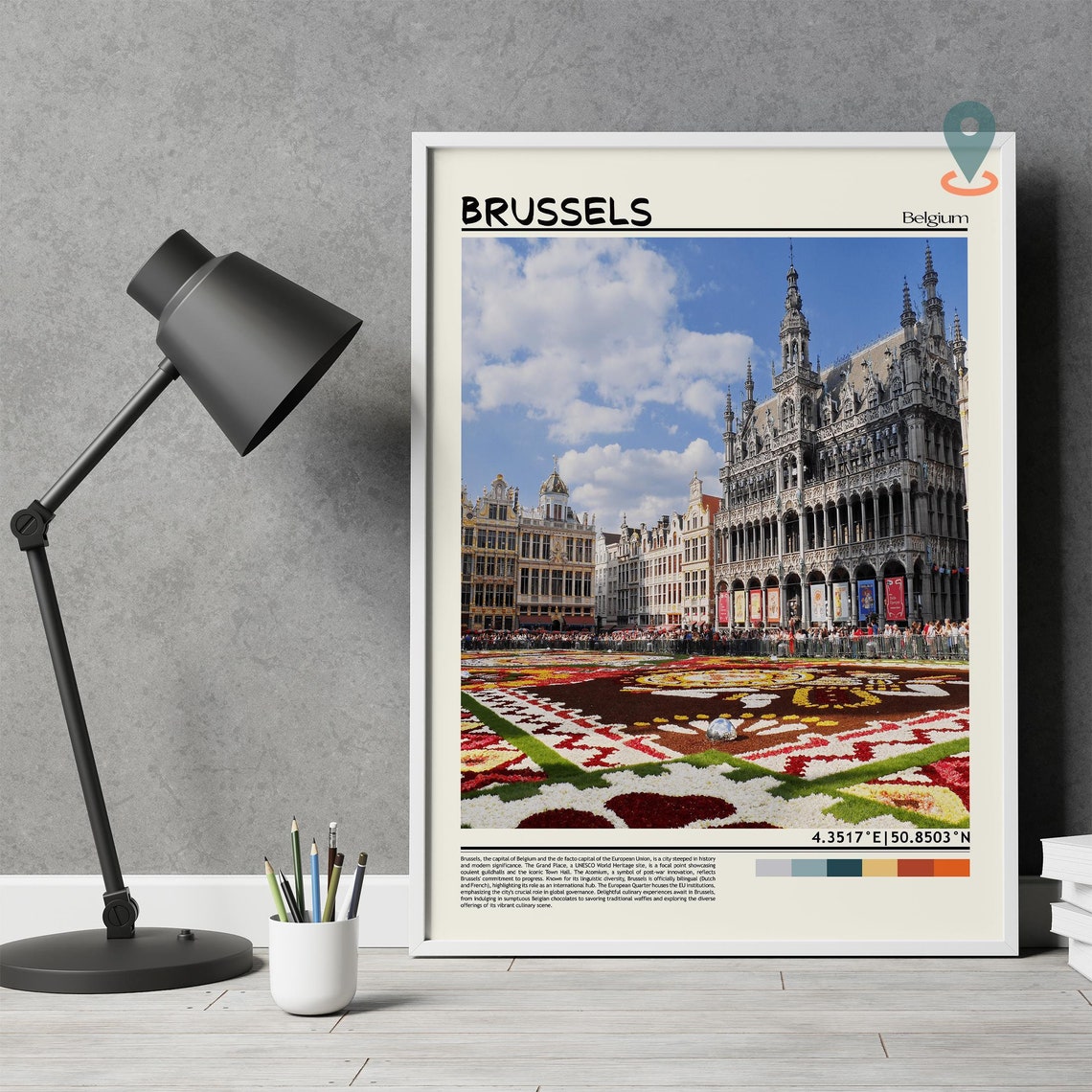 Brussels Belgium Grand Place Flower Carpet Square Photo Poster - Image 4