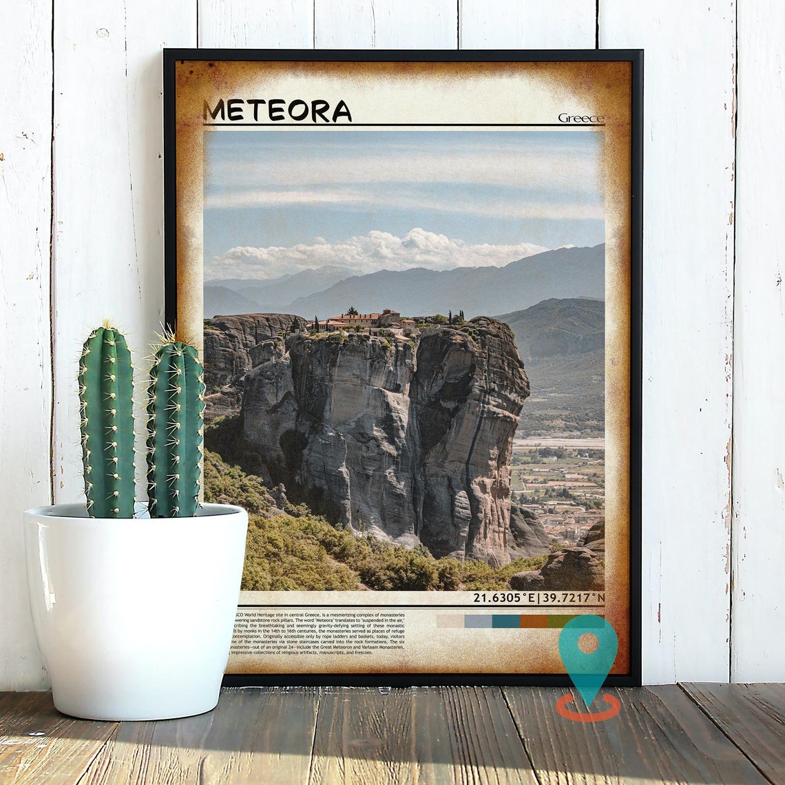Meteora Greece Monastery Rock Pillars Historic Site Photo Poster - Image 3
