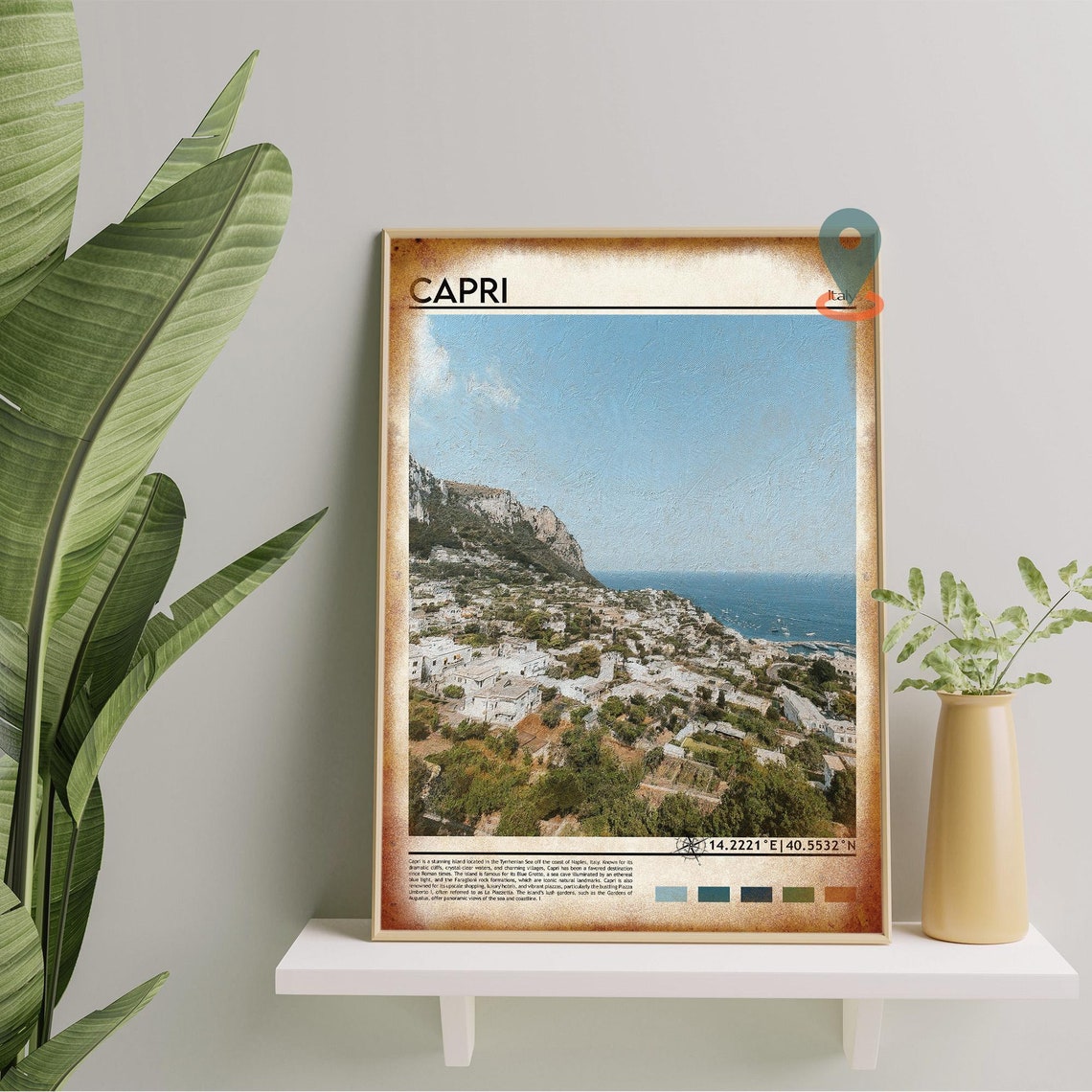 Capri Italy Whitewashed Hillside Town Sea View Island Photo Poster - Image 5