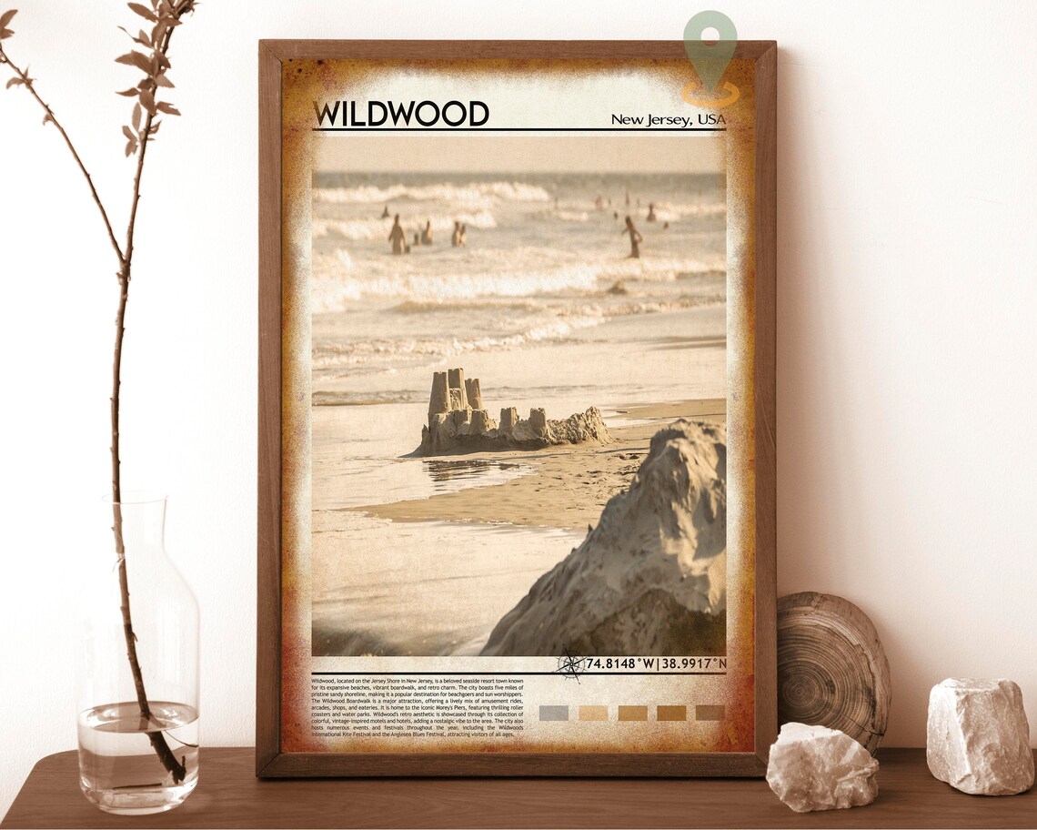 Wildwood New Jersey Shore Beach Sandcastles Vintage Travel Poster - Image 6