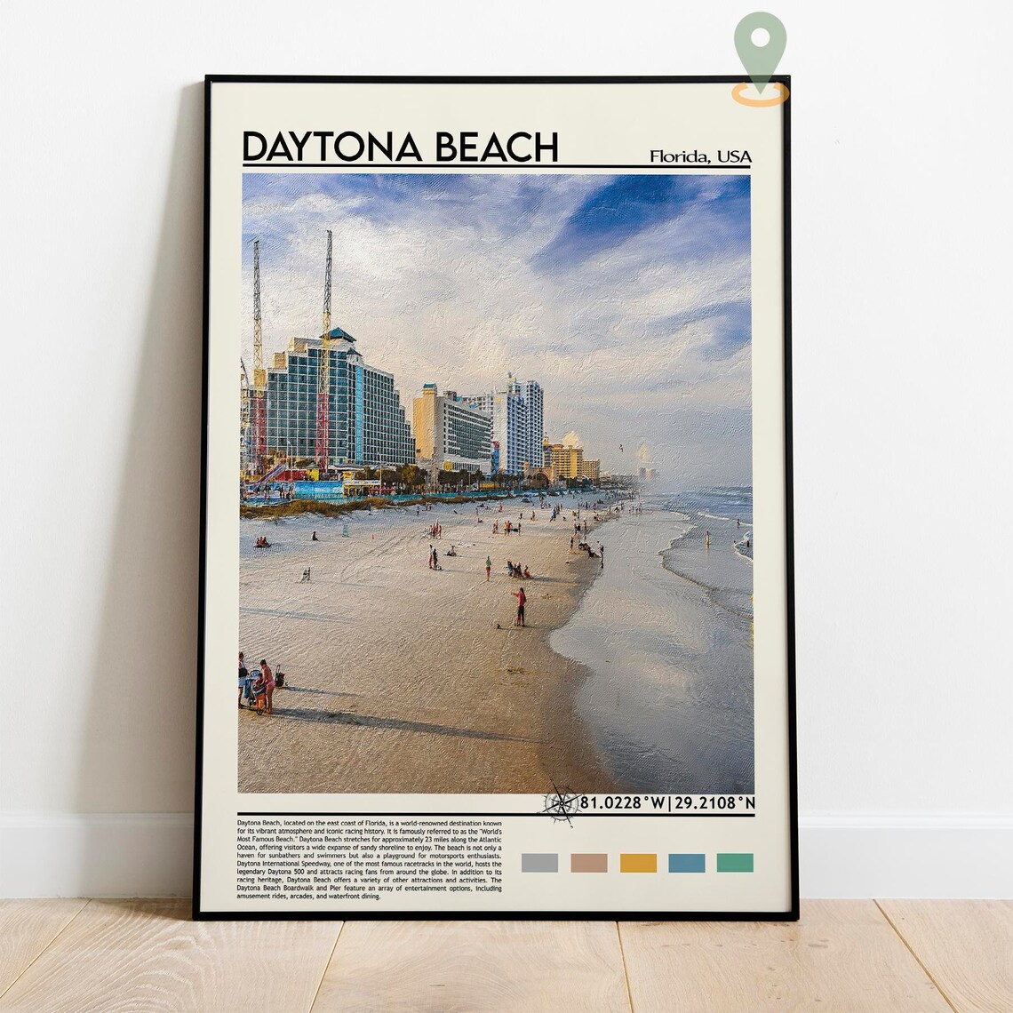 Daytona Beach Florida Ocean Hotels Sand Boardwalk Travel Poster - Image 2