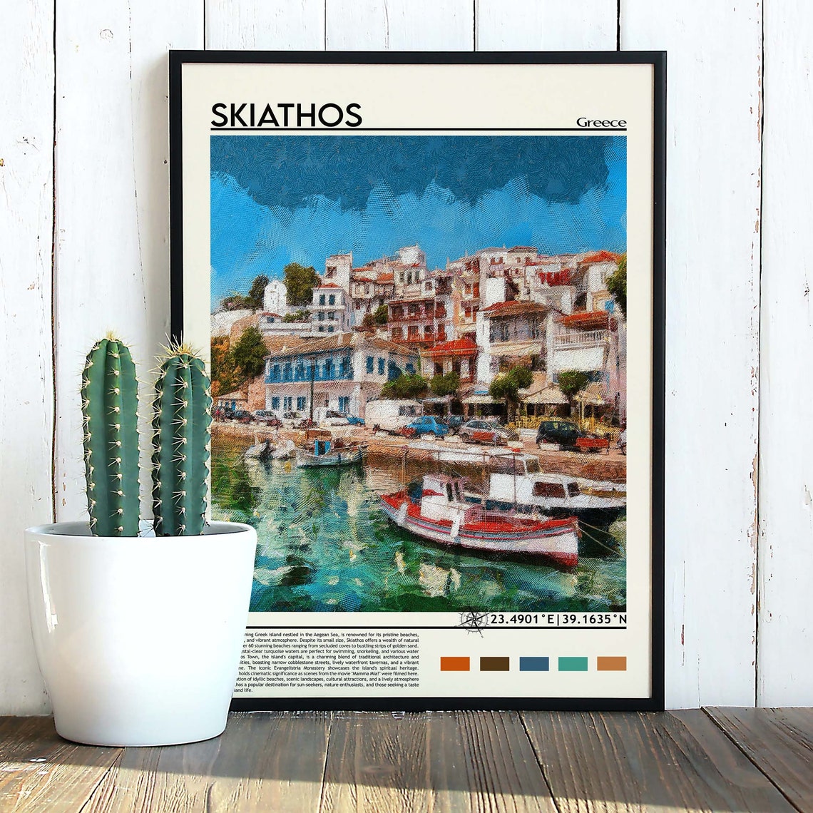 Skiathos Greece Harbor Boats Colorful Seaside Aegean Travel Poster - Image 5