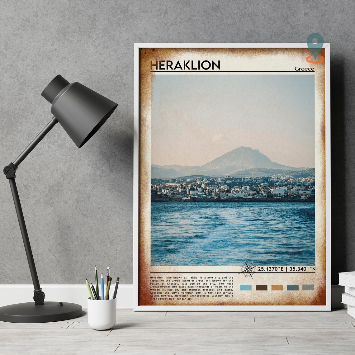 Heraklion Greece Crete Coastal City Travel Poster Seaside Art - Image 4