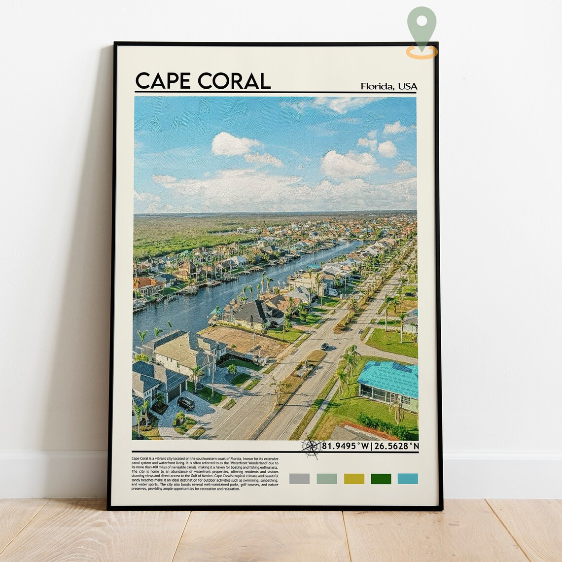 Cape Coral Florida Waterfront Canals Aerial View Travel Poster - Image 2