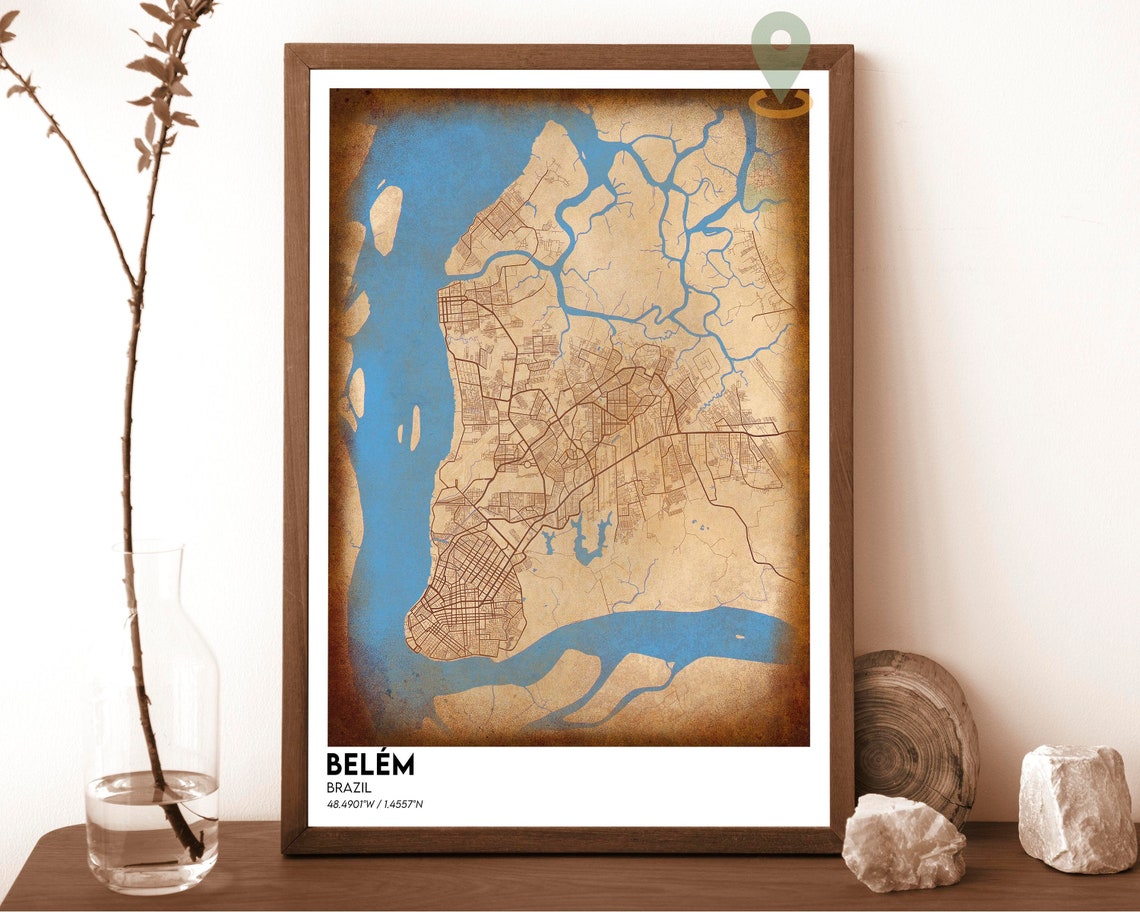 Belem Brazil Navy Gold Bold Amazon Riverfront City Map Poster - Image 6