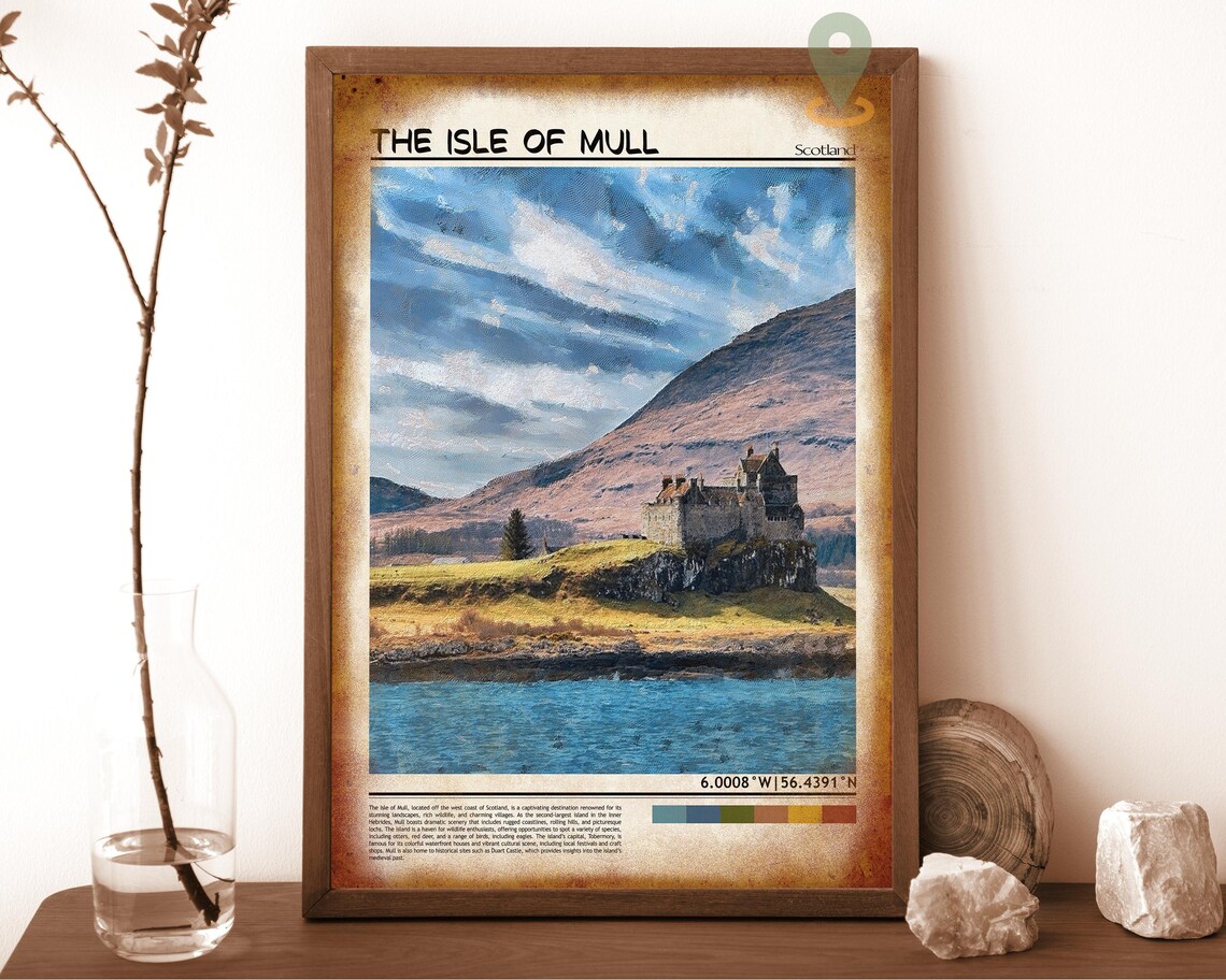 Isle of Mull Scotland Castle Painterly Landscape Travel Poster - Image 6