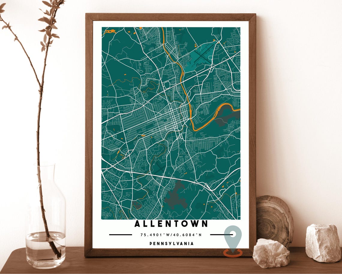 Allentown Map Allentown Map Print Allentown Wall Art Allentown Travel Poster Allentown Poster Allentown Photo Allentown Pennsylvania - Image 5