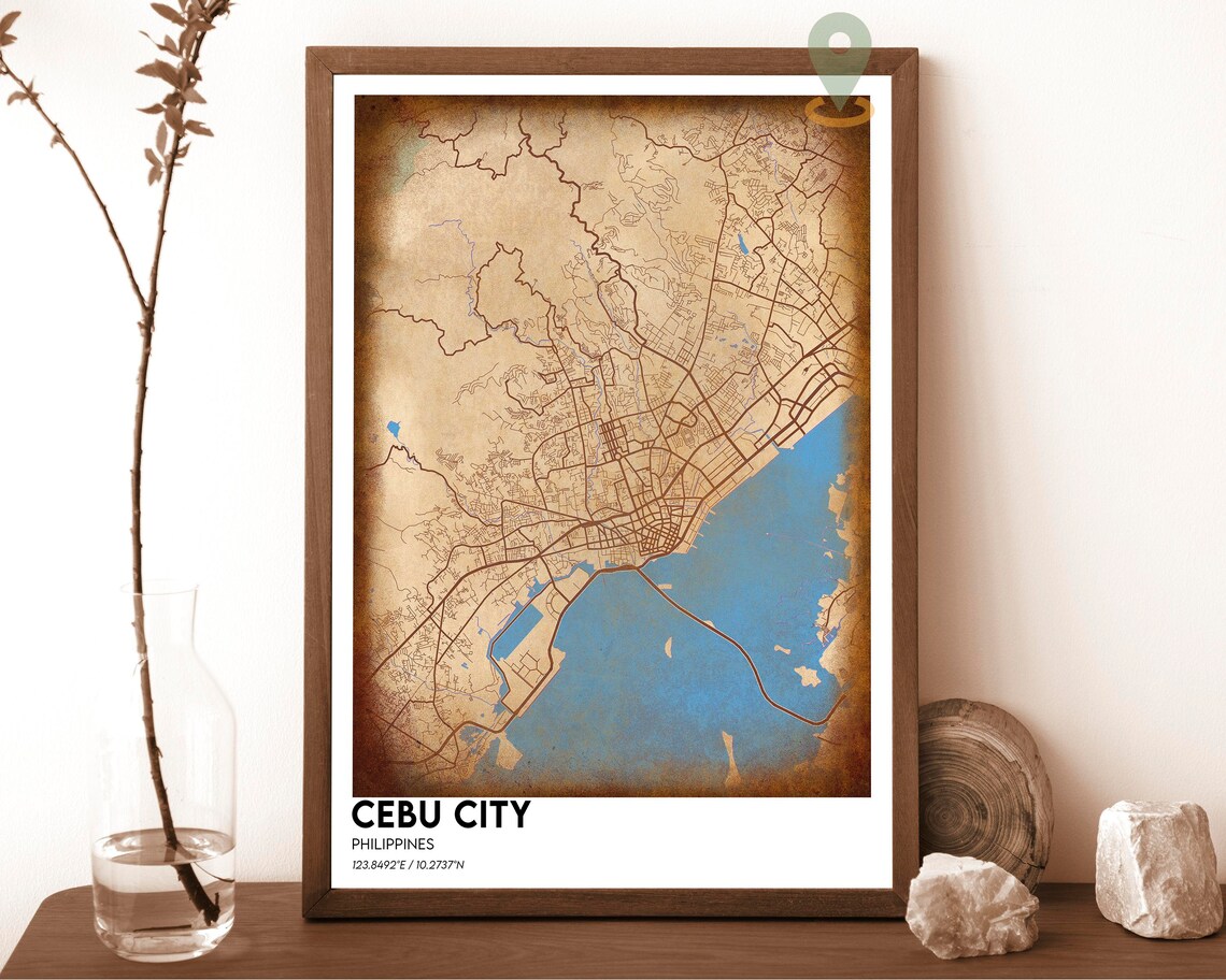 Cebu City Philippines Red Coastal Modern City Street Map Poster - Image 2