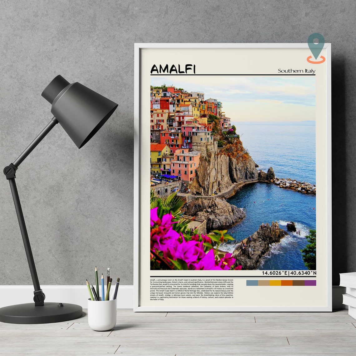 Amalfi Italy Colorful Cliffside Village Sea View Travel Poster - Image 4