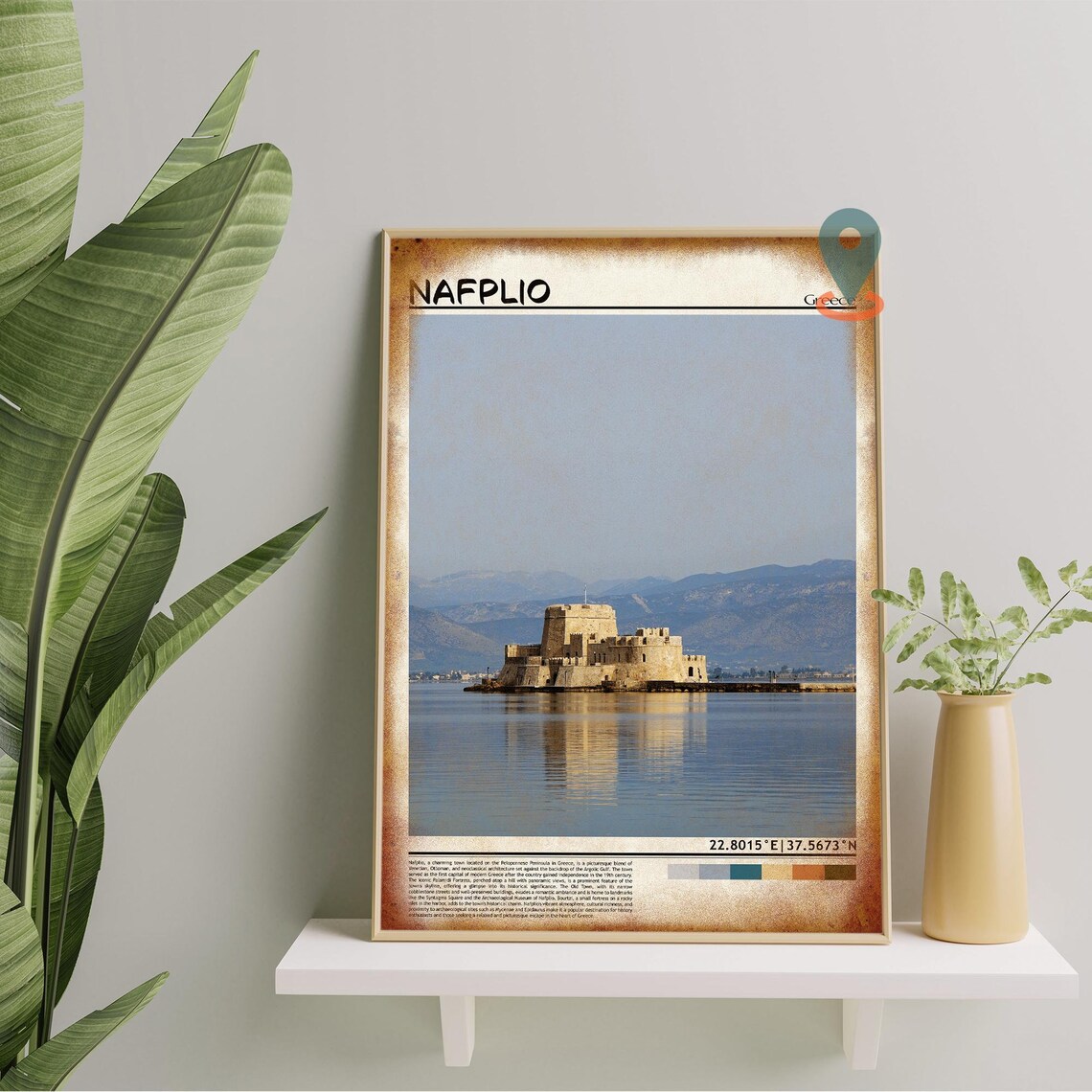Nafplio Greece Sea Fortress Bourtzi Castle Harbor Photo Poster - Image 5