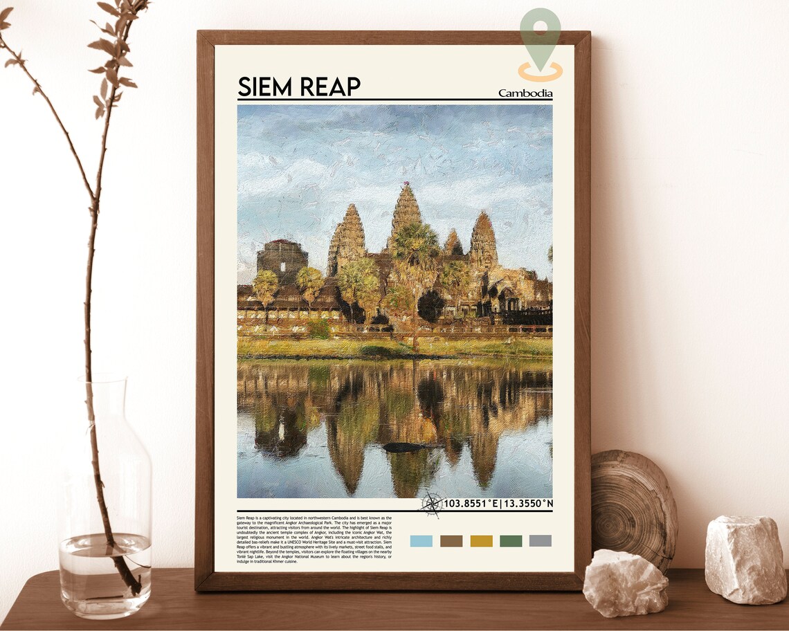 Siem Reap Print Siem Reap Poster Siem Reap Wall Art Siem Reap Travel Print Siem Reap Art Print Siem Reap Artwork Cambodia Travel Print