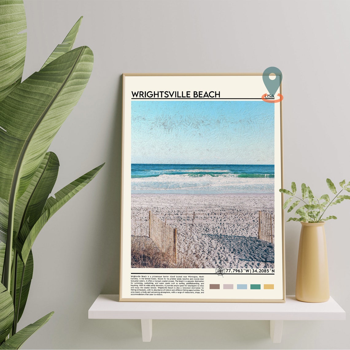 Wrightsville Beach Print Wrightsville Beach Poster Wrightsville Beach Wall Art Wrightsville Beach Travel North Carolina Print - Image 3