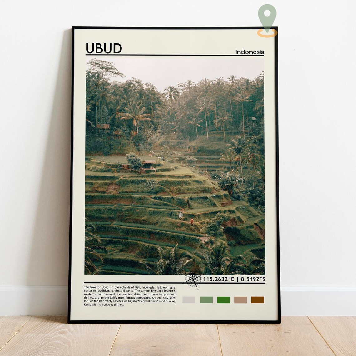 Ubud Bali Indonesia Terraced Rice Paddies Travel Photo Poster - Image 2