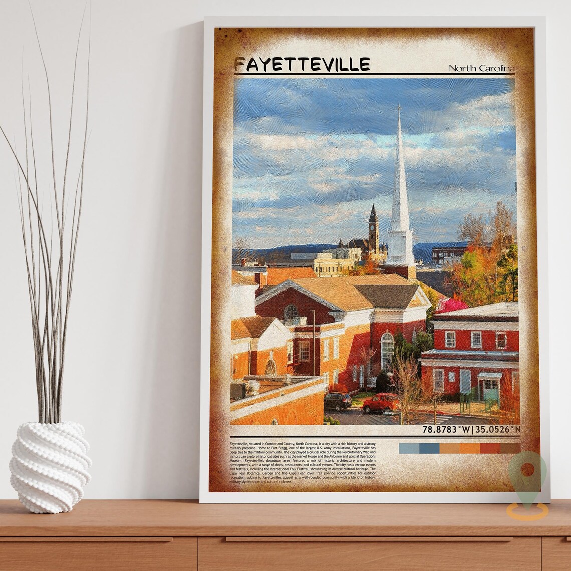 Fayetteville North Carolina Historic Downtown Church Spire Poster - Image 3