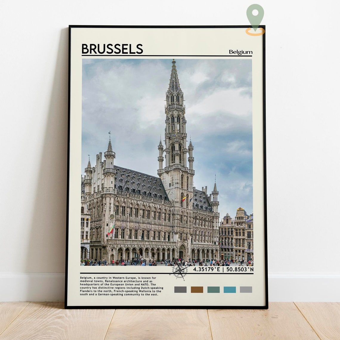 Brussels Belgium Grand Place Gothic Town Hall Landmark Poster - Image 2