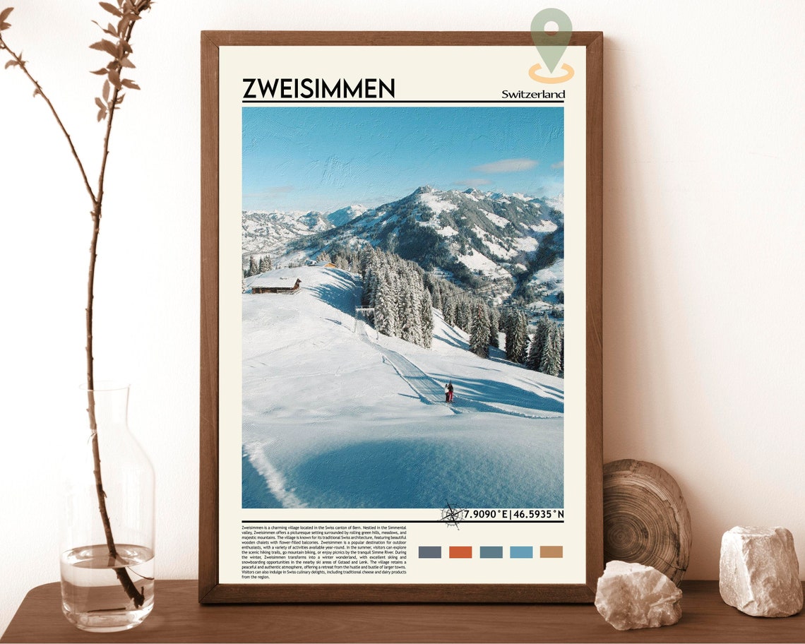 Zweisimmen Print Zweisimmen Poster Zweisimmen Wall Art Zweisimmen Travel Zweisimmen Art Print Zweisimmen Artwork Switzerland Print