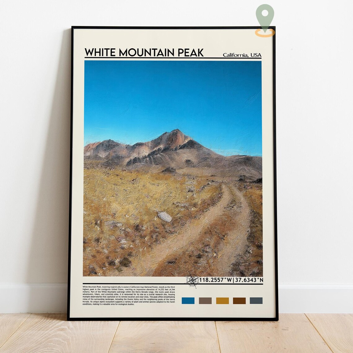 White Mountain Peak California Desert Summit USA Travel Facts Poster - Image 2