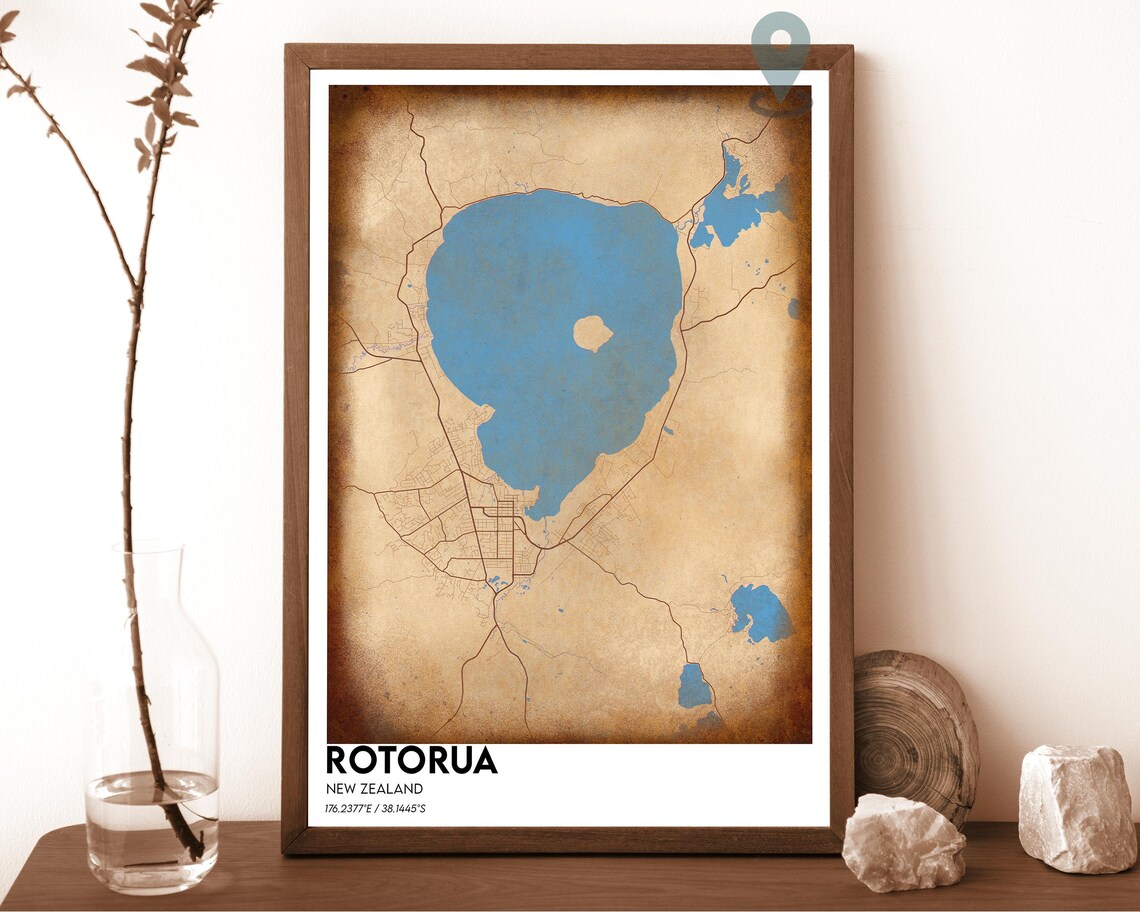 Rotorua New Zealand Dark Navy Modern Street Map Home Decor Poster - Image 3