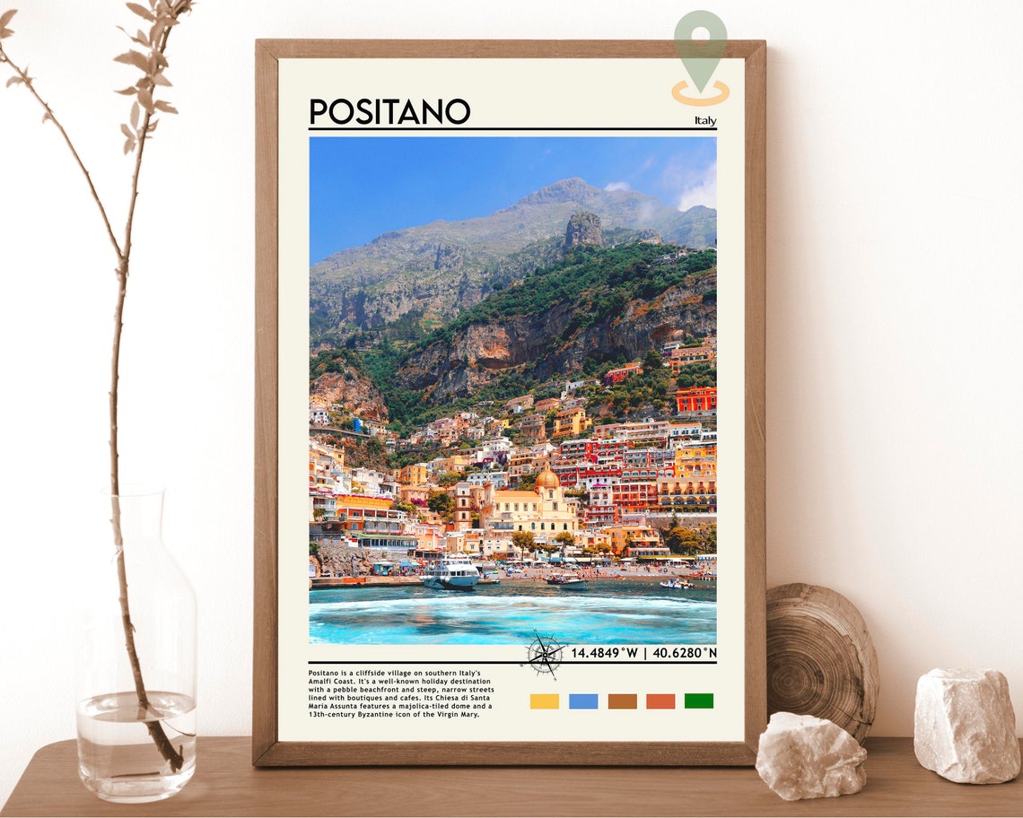 Positano Italy Amalfi Coast Cliffside Village Seaside Poster