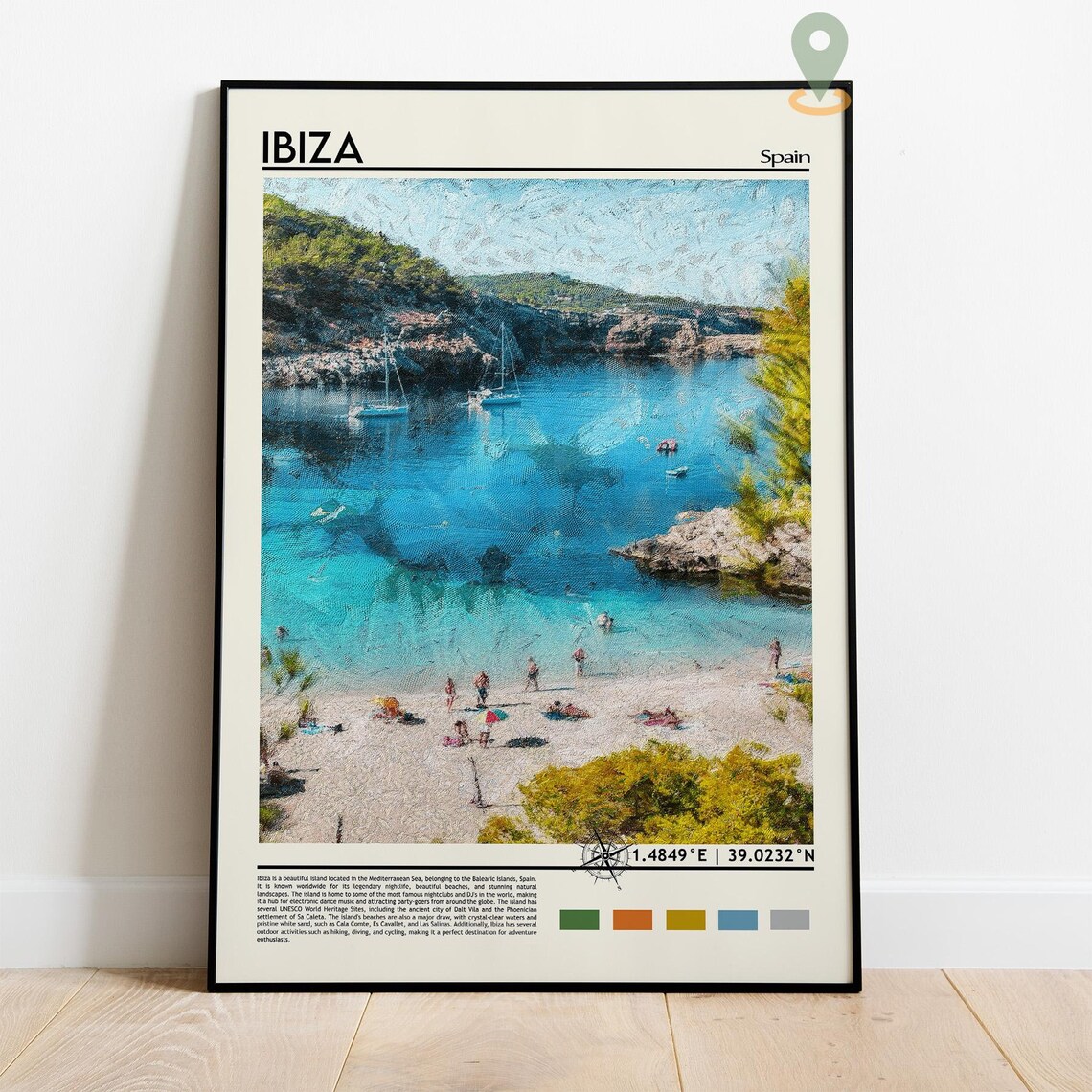 Ibiza Spain Turquoise Cove Beach Painted Island Vintage Travel Poster - Image 5