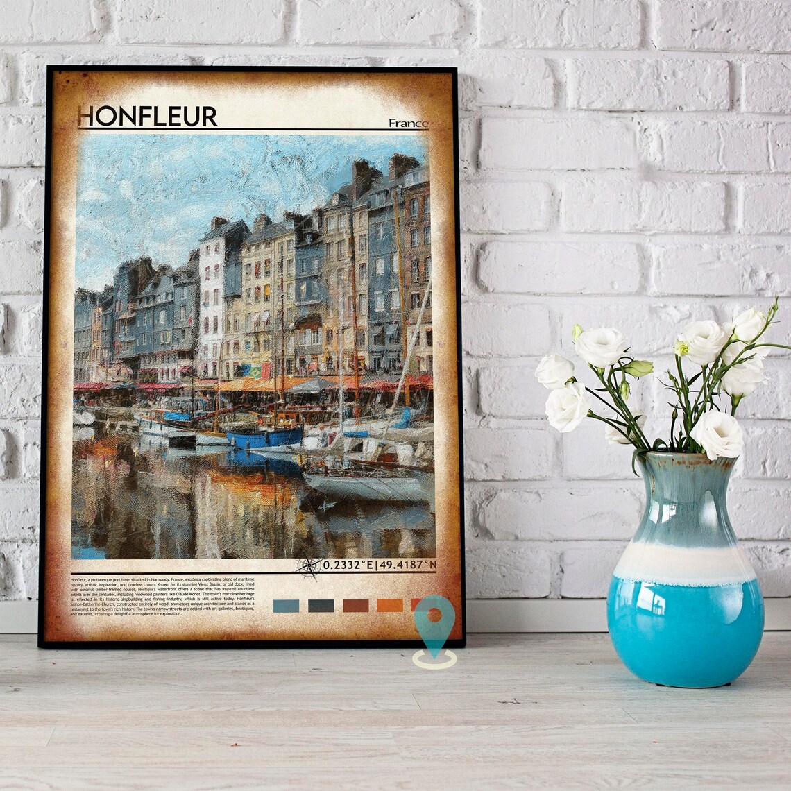 Honfleur France Charming Old Harbor Sailboats Waterfront Art Poster - Image 4