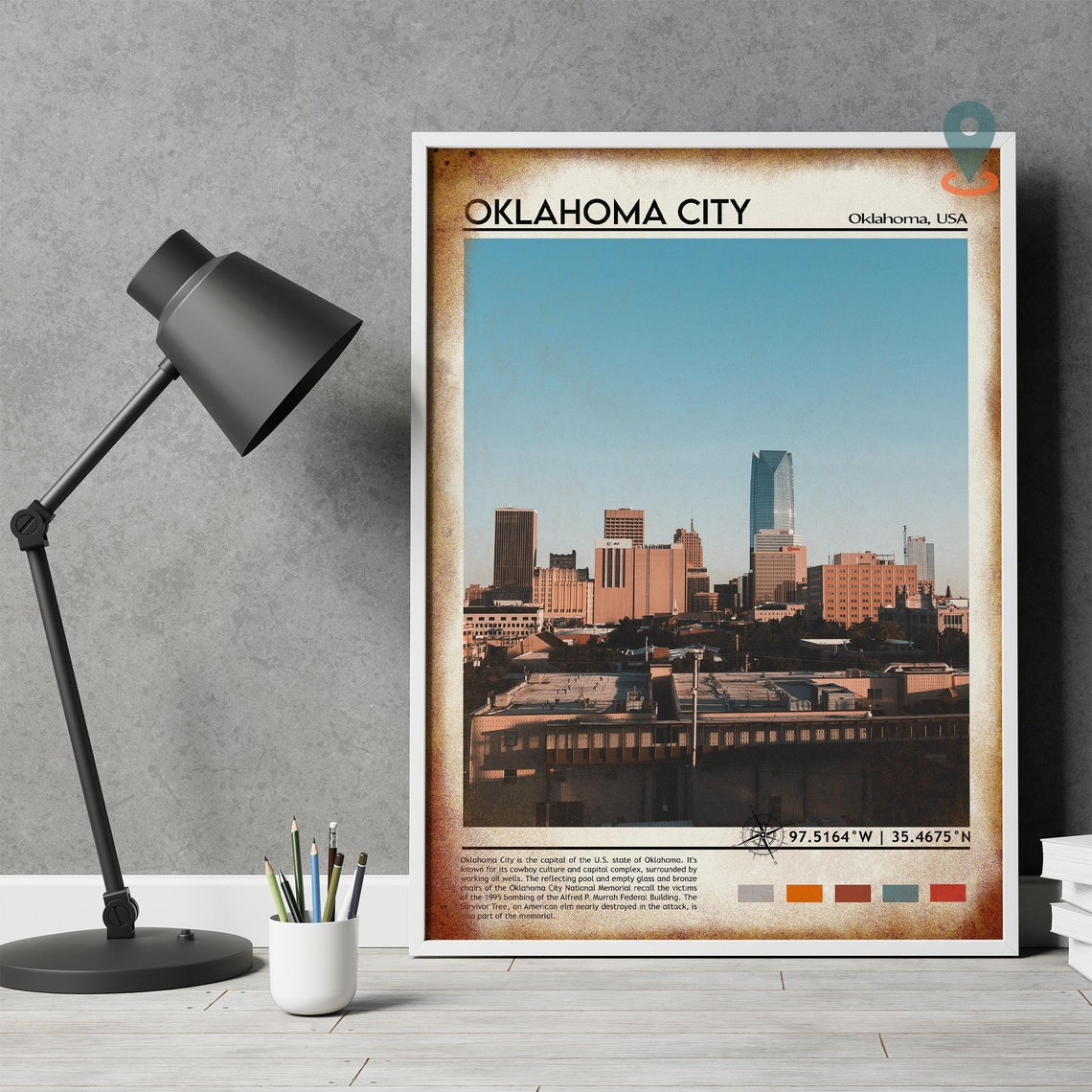 Oklahoma City Print Oklahoma City Poster Oklahoma City Wall Art Oklahoma City Travel Oklahoma City Art Print Oklahoma City Artwork - Image 4