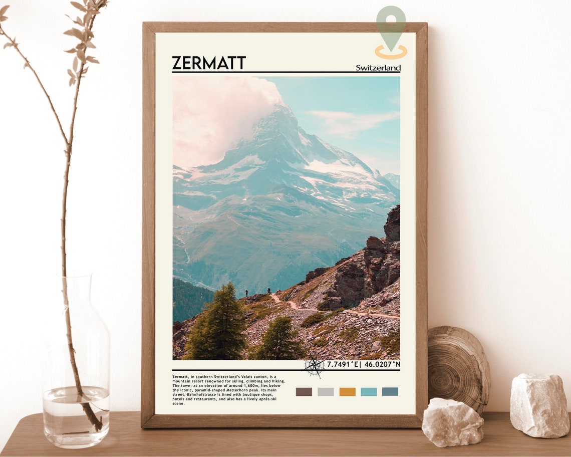 Zermatt Print Vintage Zermatt Poster Zermatt Art Zermatt Poster Zermatt Photo Zermatt Poster Print Switzerland Poster Travel Gift