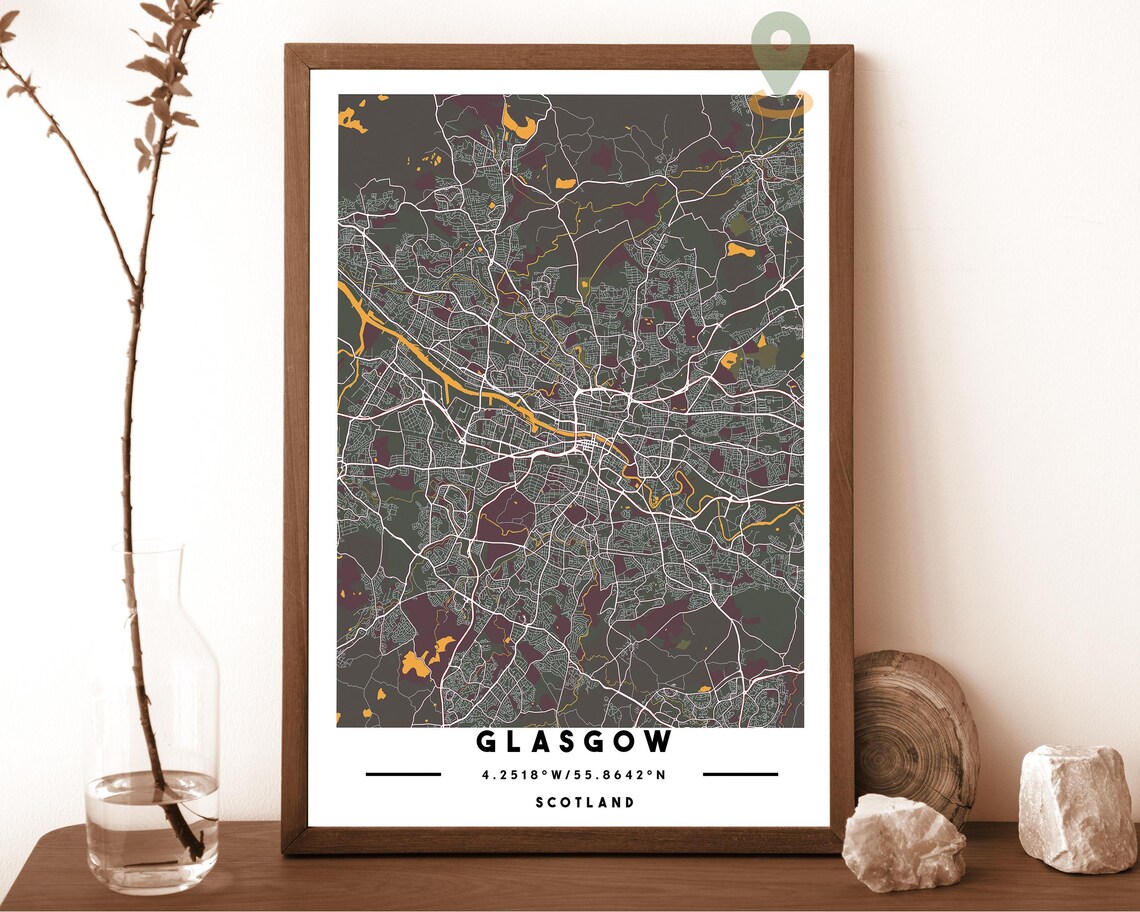 Glasgow Scotland Minimal Cream Street Map City Art Travel Poster - Image 3