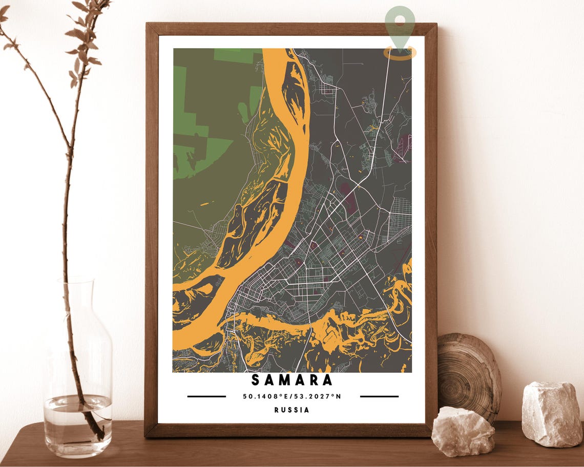 Samara Russia Blush Pink City Map Coordinates Modern Wall Art - Image 4